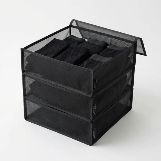 7-Grid Mesh Underwear & Sock Organizer Set (3-Pack)