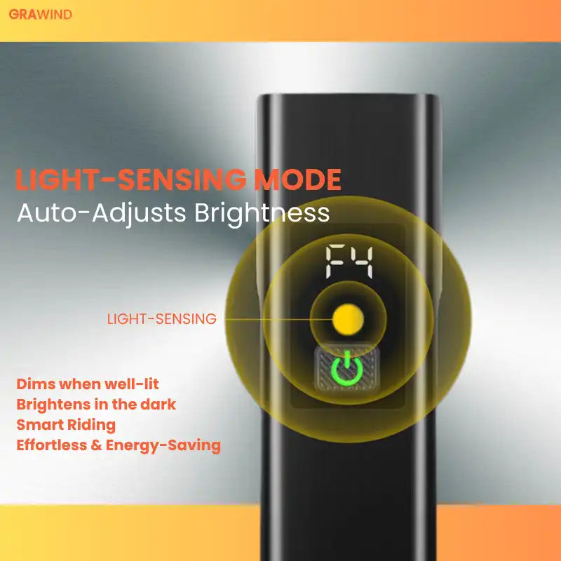 GraWind LED bicycle headlight — bright, waterproof USB-C light for road cycling